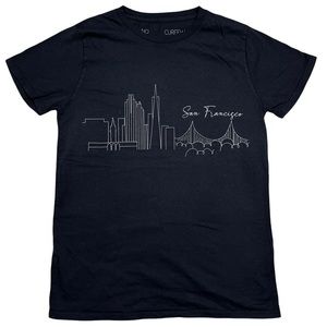 No Curfew San Francisco Skyline Crewneck Graphic Short Sleeve T-Shirt Black Sz S